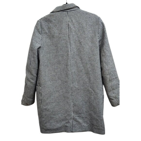 ZARA Houndstooth Tweed Frayed Jacket Blazer Coat - Size S - Black & White Check - Picture 8 of 16